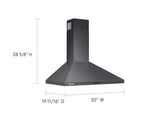 30" Wall Mount Hood in Black Stainless Steel