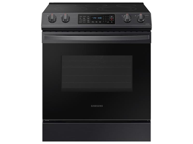 SAMSUNG NE63T8311SG 6.3 cu. ft. Smart Slide in Electric Range with Convection in Black Stainless Steel Park Ave Appliance