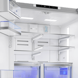 36" French Three-Door Stainless Steel Refrigerator with Auto Ice Maker, Water Dispenser