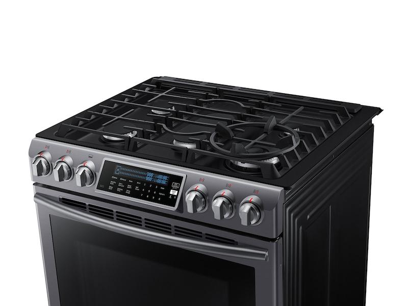 5.8 cu. ft. Slide-In Gas Range with True Convection in Black Stainless Steel