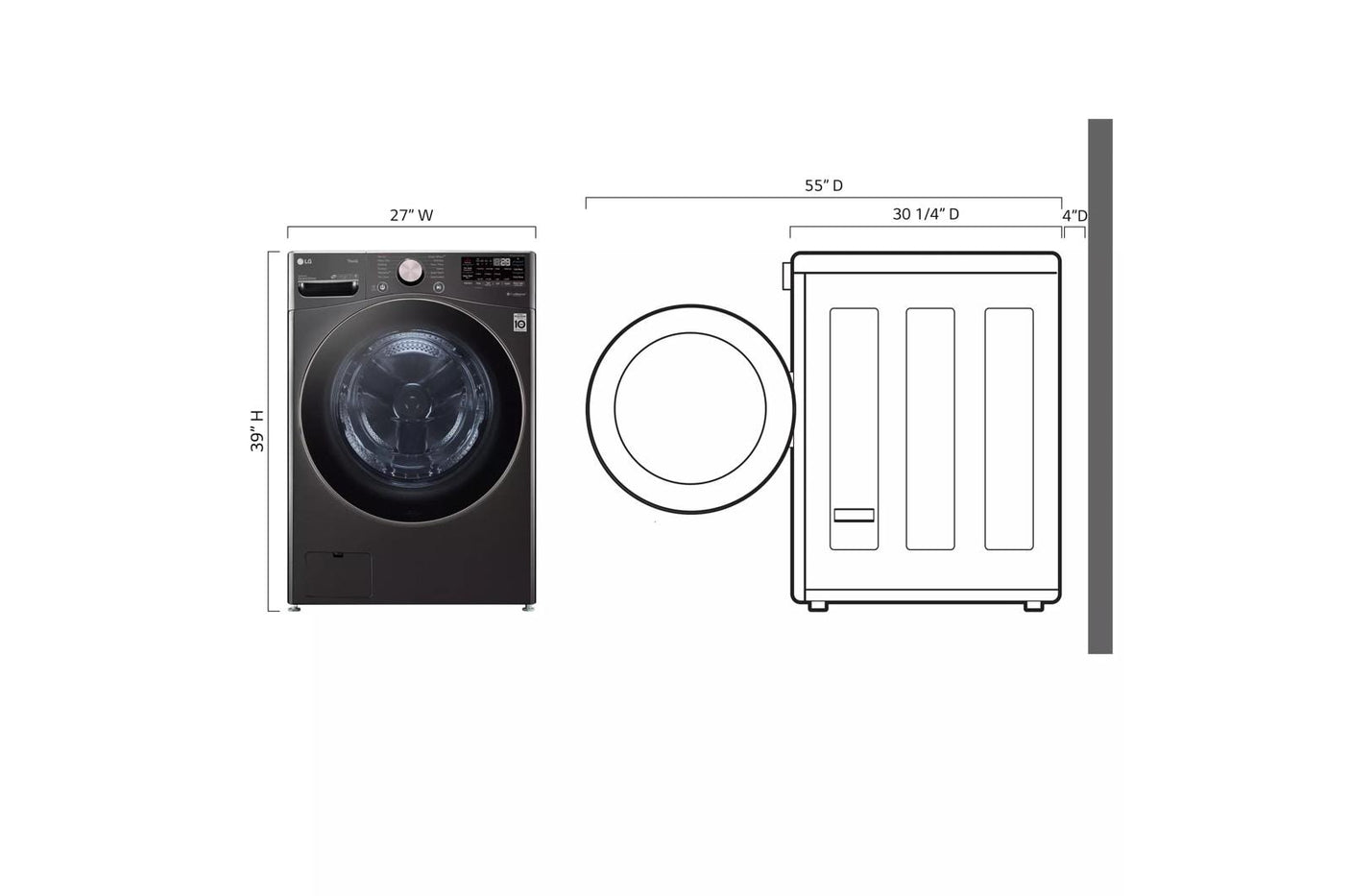 4.5 cu. ft. Ultra Large Capacity Front Load Washer - Black Steel