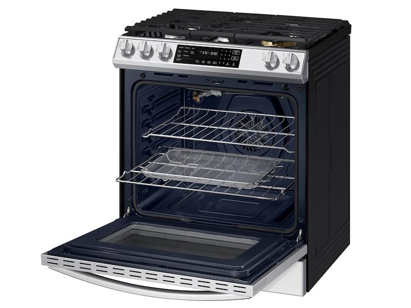 Bespoke 6.0 cu. ft. Smart Front Control Slide-In Gas Range with Air Fry & Wi-Fi in White Glass