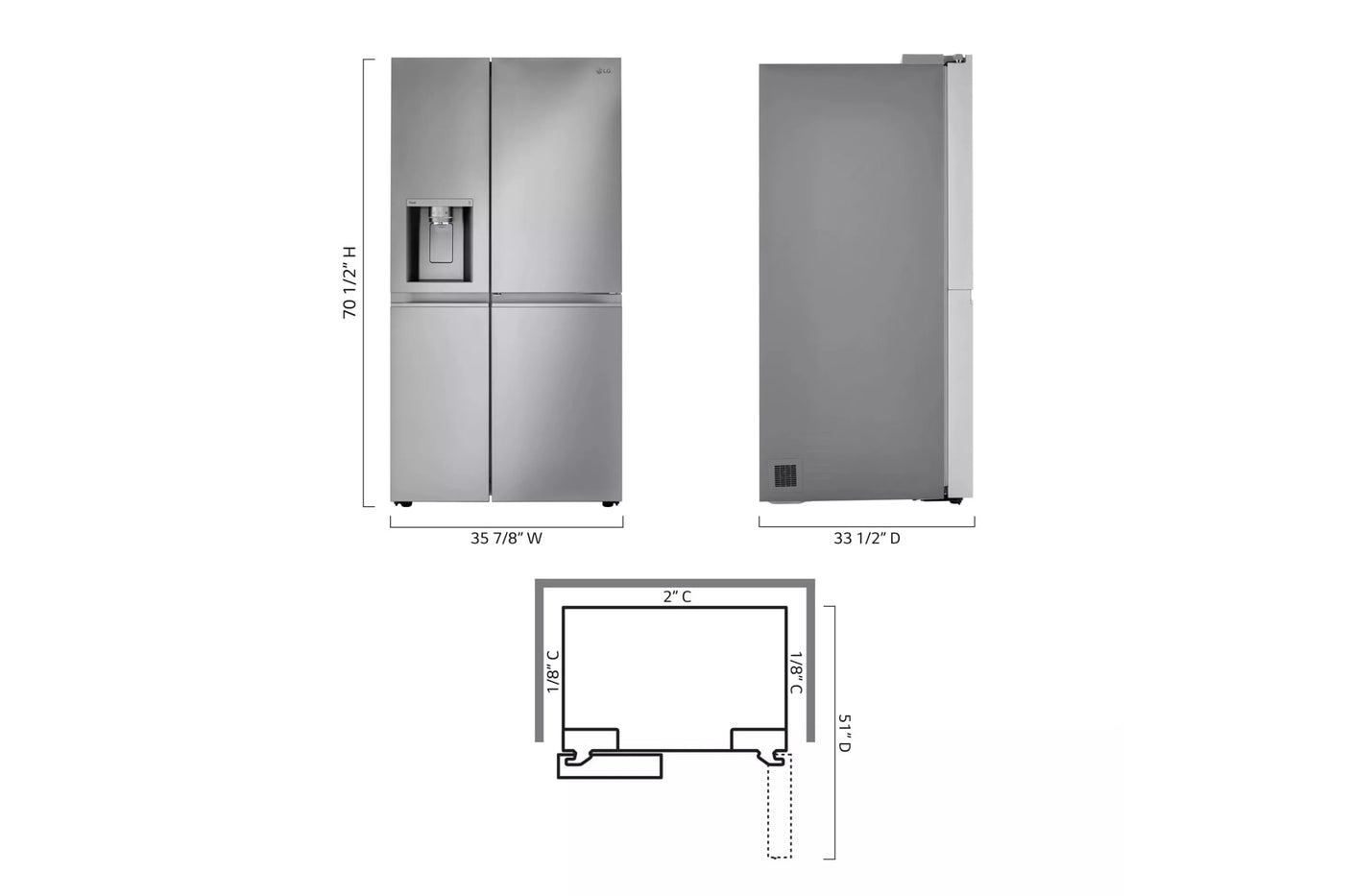 27 cu. ft. 36-inch Wide Side-by-Side Refrigerator - Stainless Steel