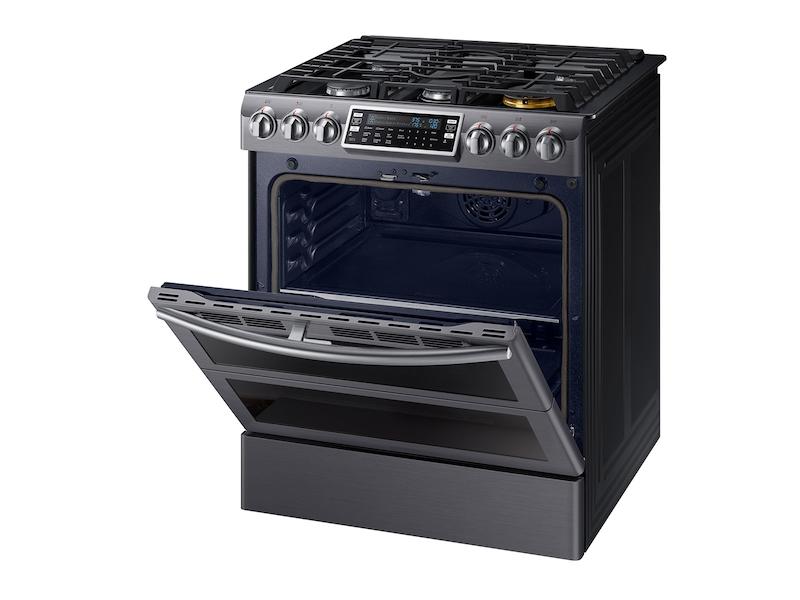 5.8 cu. ft. Slide-In Gas Range with Flex Duo™ & Dual Door in Black Stainless Steel