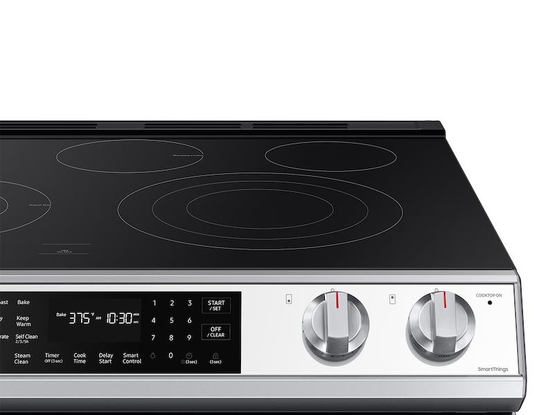 Bespoke 6.3 cu. ft. Smart Front Control Slide-In Electric Range with Air Fry & Wi-Fi in White Glass