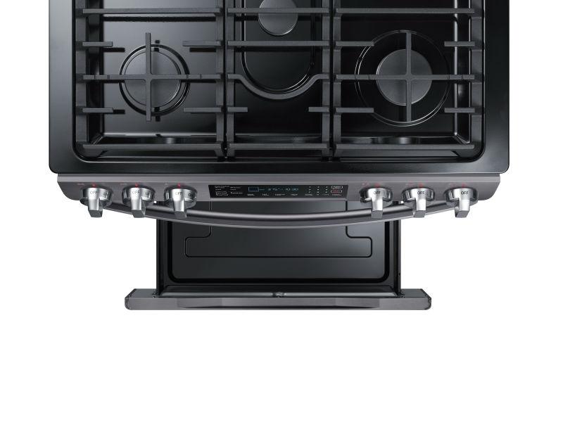 5.8 cu. ft. Slide-in Gas Range with Convection in Black Stainless Steel