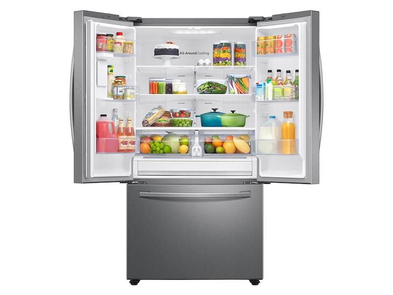 28 cu. ft. Large Capacity 3-Door French Door Refrigerator with Internal Water Dispenser in Stainless Steel