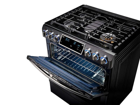 5.8 cu. ft. Slide-In Gas Range with Flex Duo™ & Dual Door in Black Stainless Steel