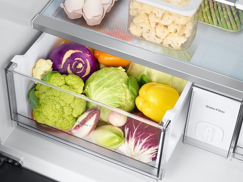 Bespoke 4-Door French Door Refrigerator (23 cu. ft.) with AutoFill Water Pitcher in White Glass