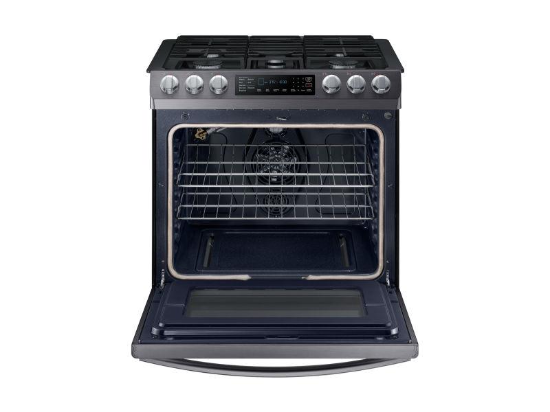 5.8 cu. ft. Slide-in Gas Range with Convection in Black Stainless Steel