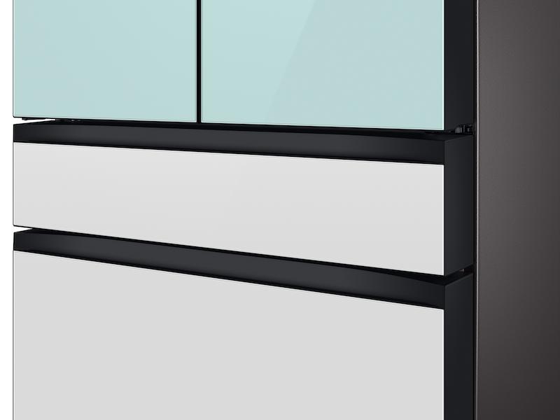 Bespoke 4-Door French Door Refrigerator (29 cu. ft.) with Beverage Center™ in Morning Blue Glass Top Panels and White Glass Middle and Bottom Panels