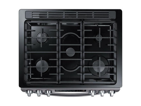 5.8 cu. ft. Slide-in Gas Range with Convection in Black Stainless Steel