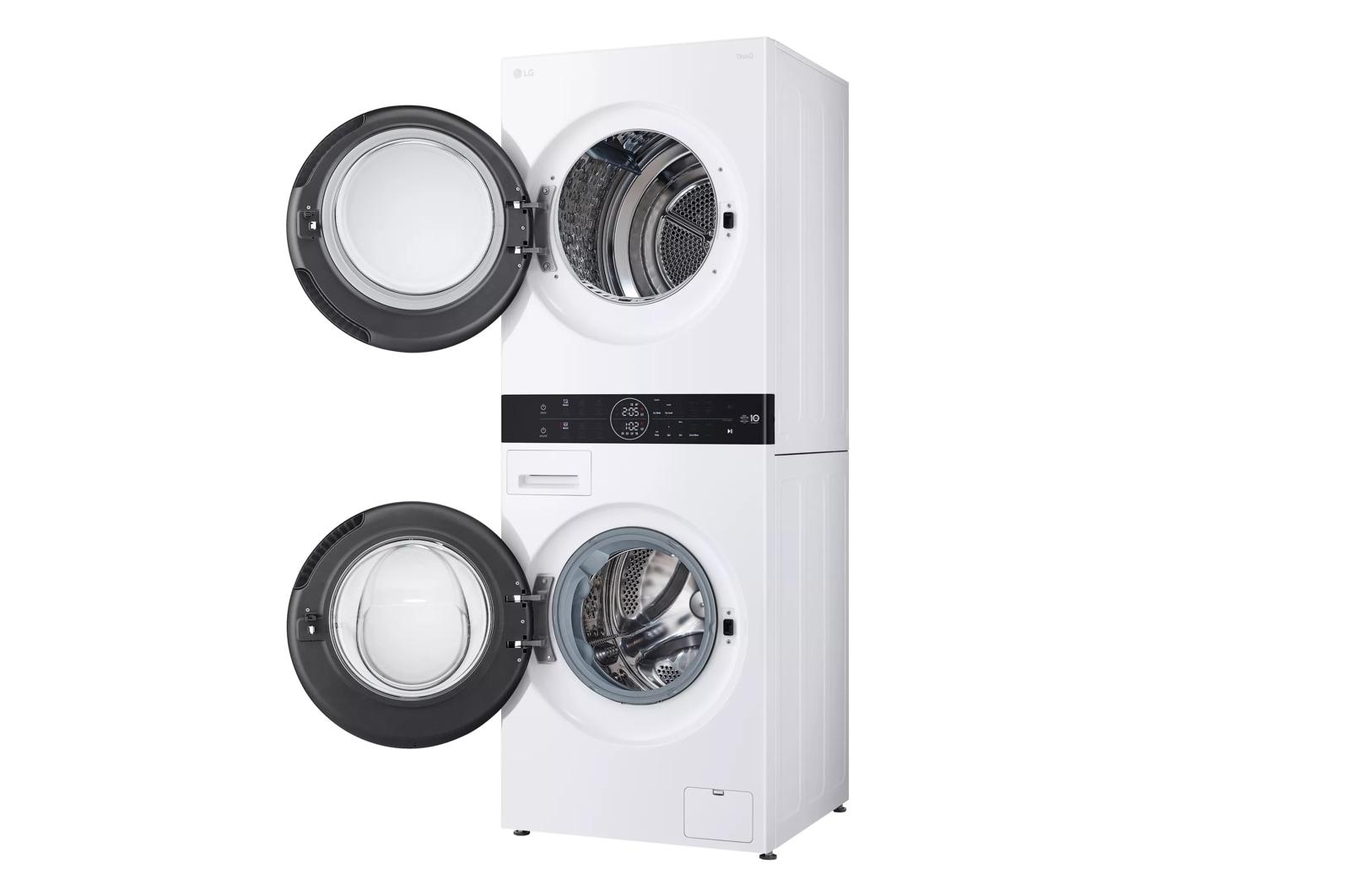 Compact Single Unit LG WashTower with Center Control 2.4 cu.ft. Front Load Washer and 4.2 cu.ft. Electric Ventless HeatPump Dryer White WKHC152HWA