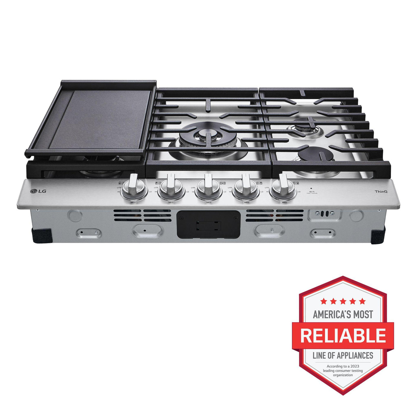 30" Smart Gas Cooktop with UltraHeat™ 22K BTU Dual Burner and LED Knobs