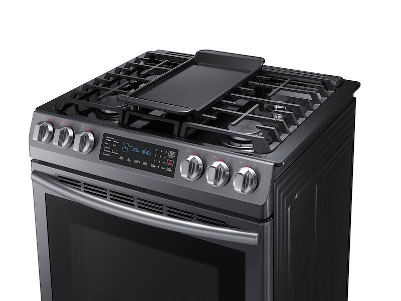 5.8 cu. ft. Slide-in Gas Range with Convection in Black Stainless Steel