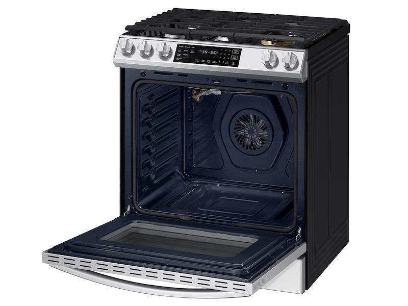 Bespoke 6.0 cu. ft. Smart Front Control Slide-In Gas Range with Air Fry & Wi-Fi in White Glass