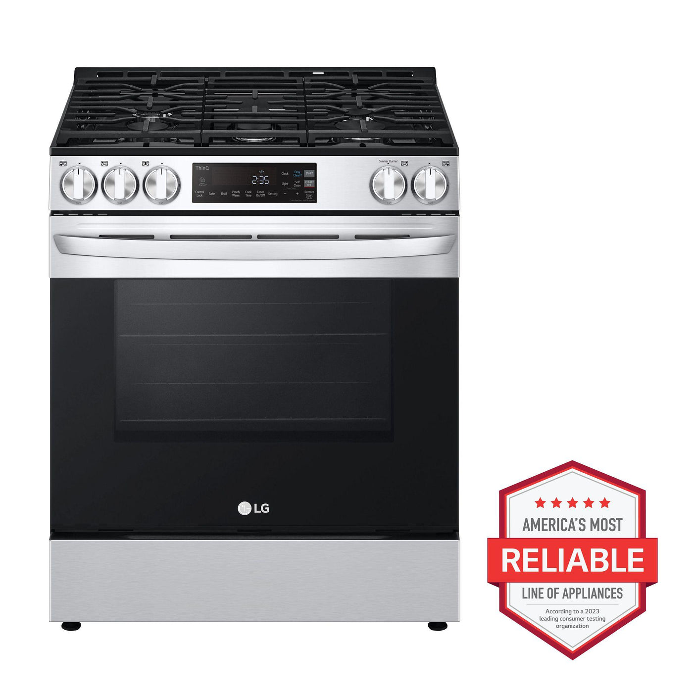 5.8 cu.ft. Gas Single OvenSlide-in Range, EasyClean® plus Self Clean, ThinQ™, Printproof™ StainlessSteel
