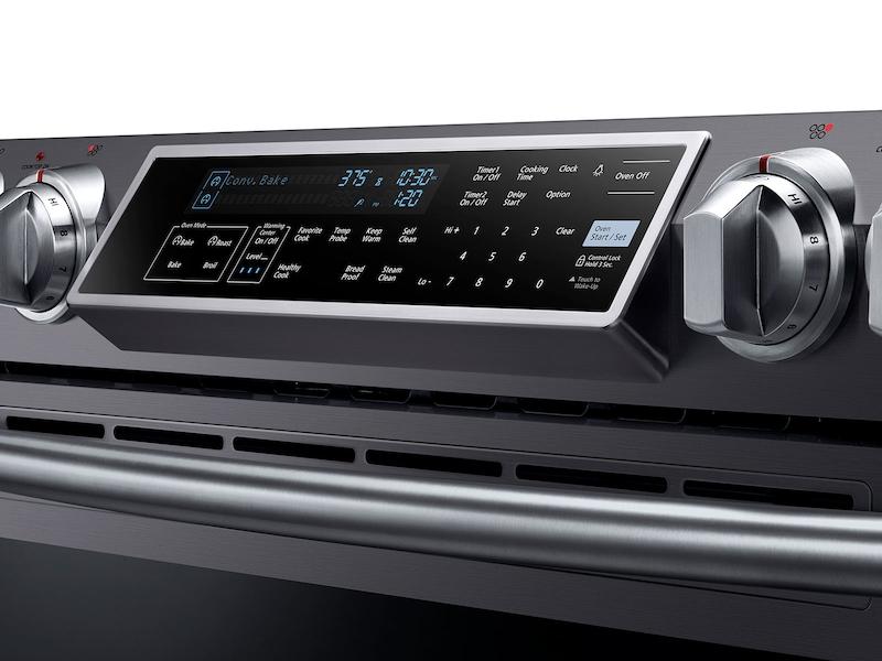 5.8 cu. ft. Slide-in Electric Range with Dual Convection in Black Stainless Steel