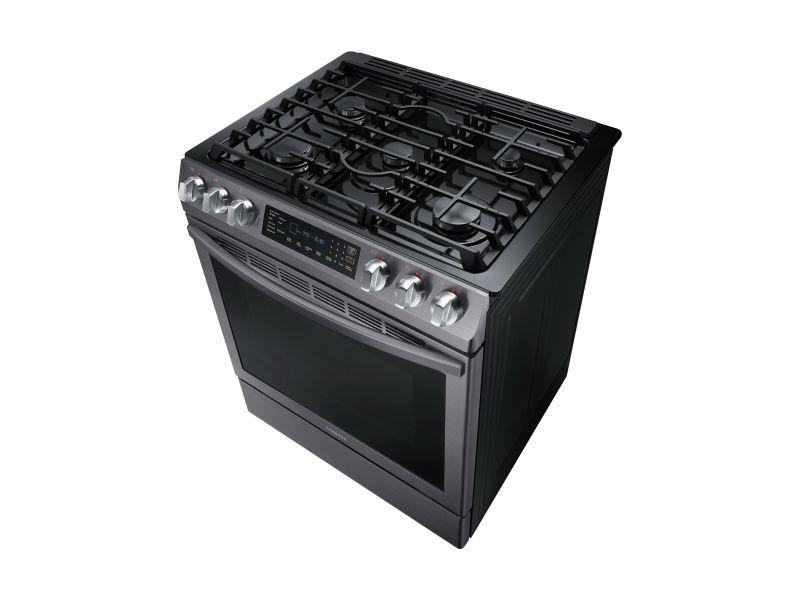 5.8 cu. ft. Slide-in Gas Range with Convection in Black Stainless Steel