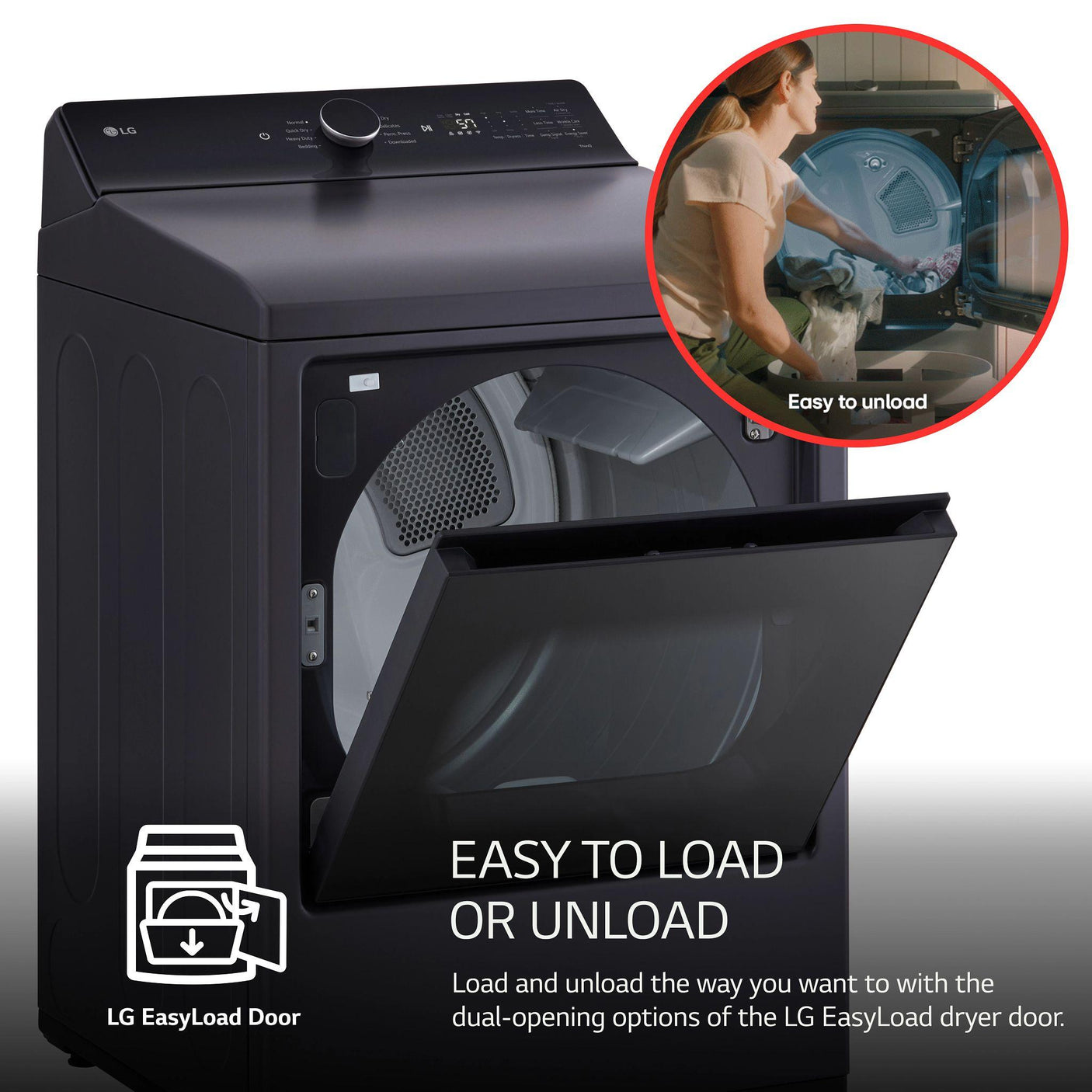 7.3 cu. ft. Ultra Large Capacity Rear Control Electric Dryer with LG EasyLoad™ Door and AI Sensing