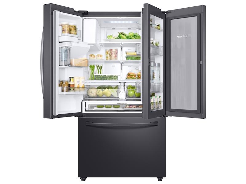 28 cu. ft. 3-Door French Door, Full Depth Refrigerator with Food Showcase in Black Stainless Steel