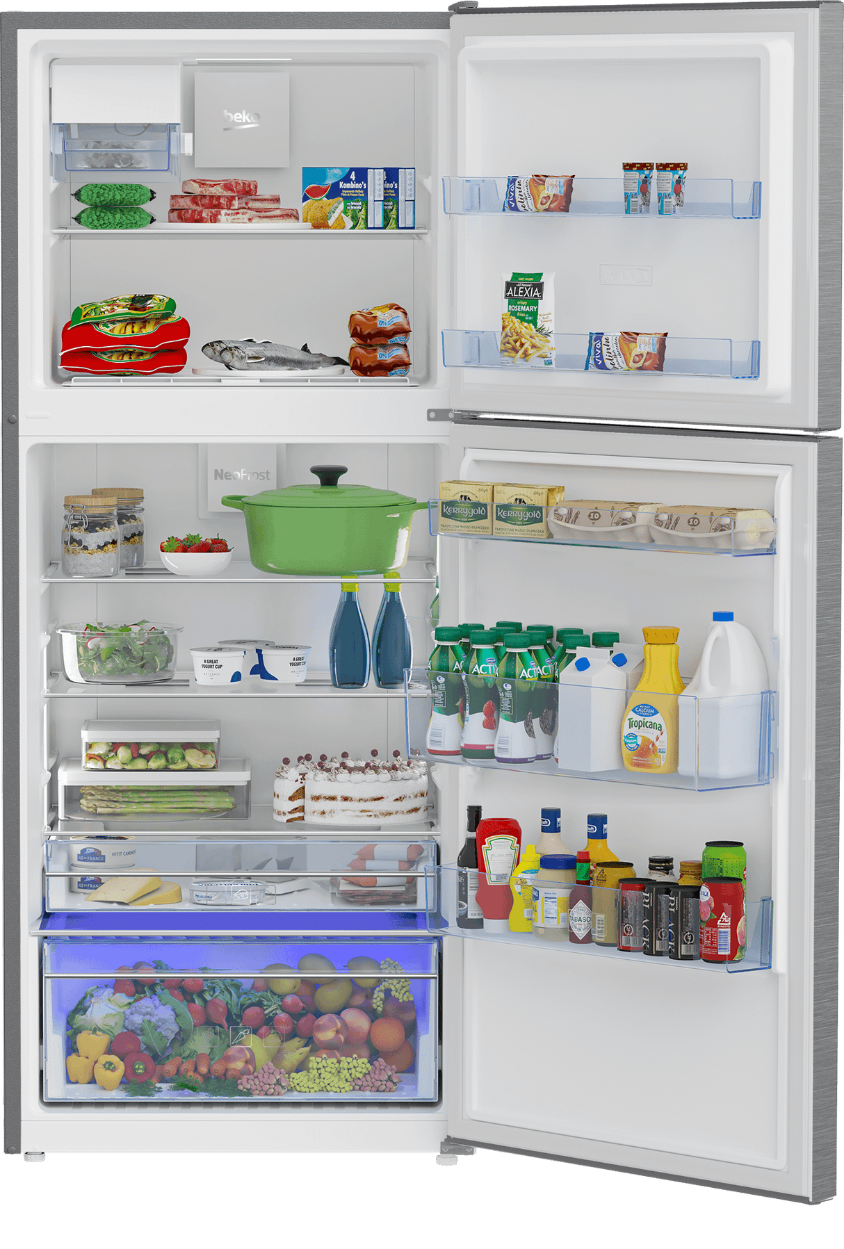 28" Freezer Top Stainless Steel Refrigerator with Auto Ice Maker