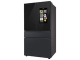Bespoke 4-Door French Door Refrigerator (29 cu. ft.) - with Top Left and Family Hub™ Panel in Charcoal Glass - and Matte Black Steel Middle and Bottom Door Panels