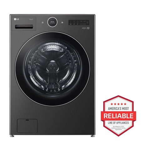 LG 27 Inch Smart Mega Capacity Washer and HeatPump™ Dryer Bundle with Stacking Kit — Black Steel