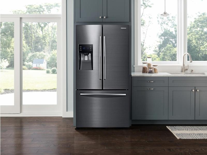 25 cu. ft. French Door Refrigerator with External Water & Ice Dispenser in Black Stainless Steel