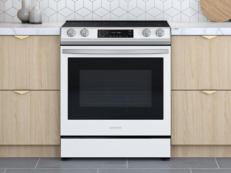 Bespoke 6.3 cu. ft. Smart Front Control Slide-In Electric Range with Air Fry & Wi-Fi in White Glass