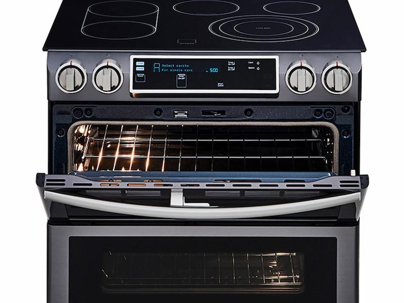 5.8 cu. ft. Slide-In Electric Range with Flex Duo™ & Dual Door in Black Stainless Steel