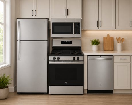 GE 4 Piece Kitchen Appliance Bundle in Stainless Steel