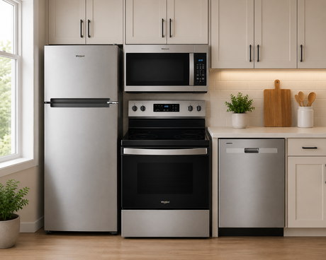 Whirlpool Kitchen 4 Piece Appliance Bundle in Stainless Steel