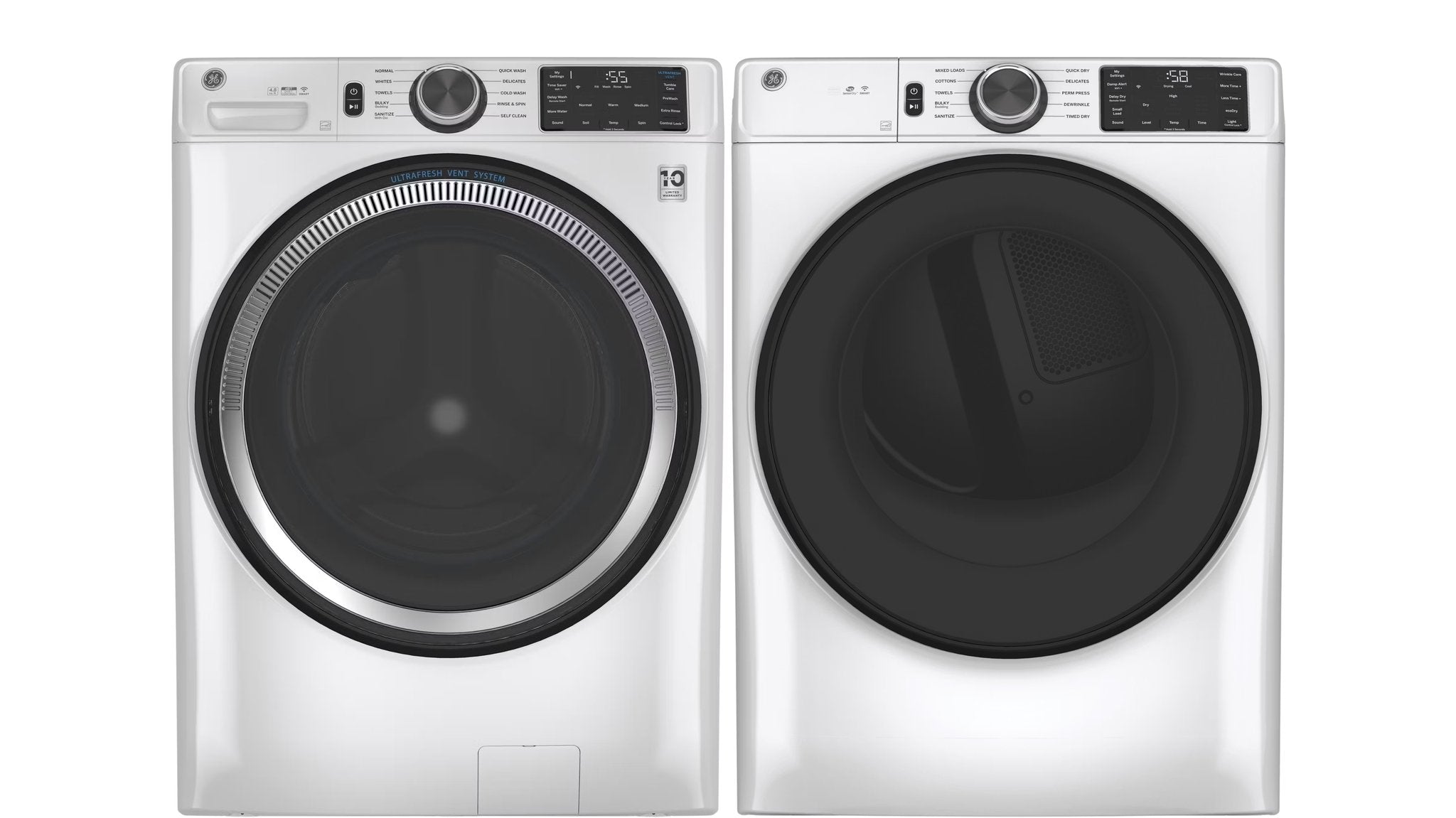 GE Smart Front Load Washer and Electric Dryer Bundle with Sanitize Cycle