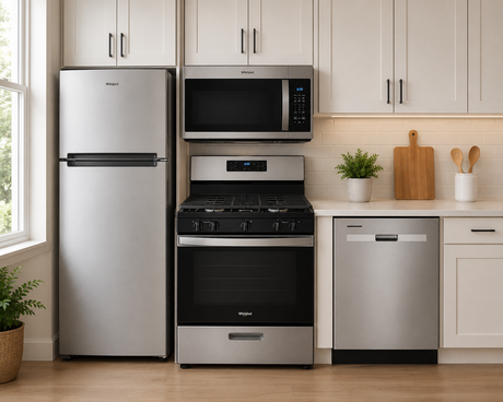 Whirlpool Kitchen 4 Piece Appliance Bundle in Stainless Steel