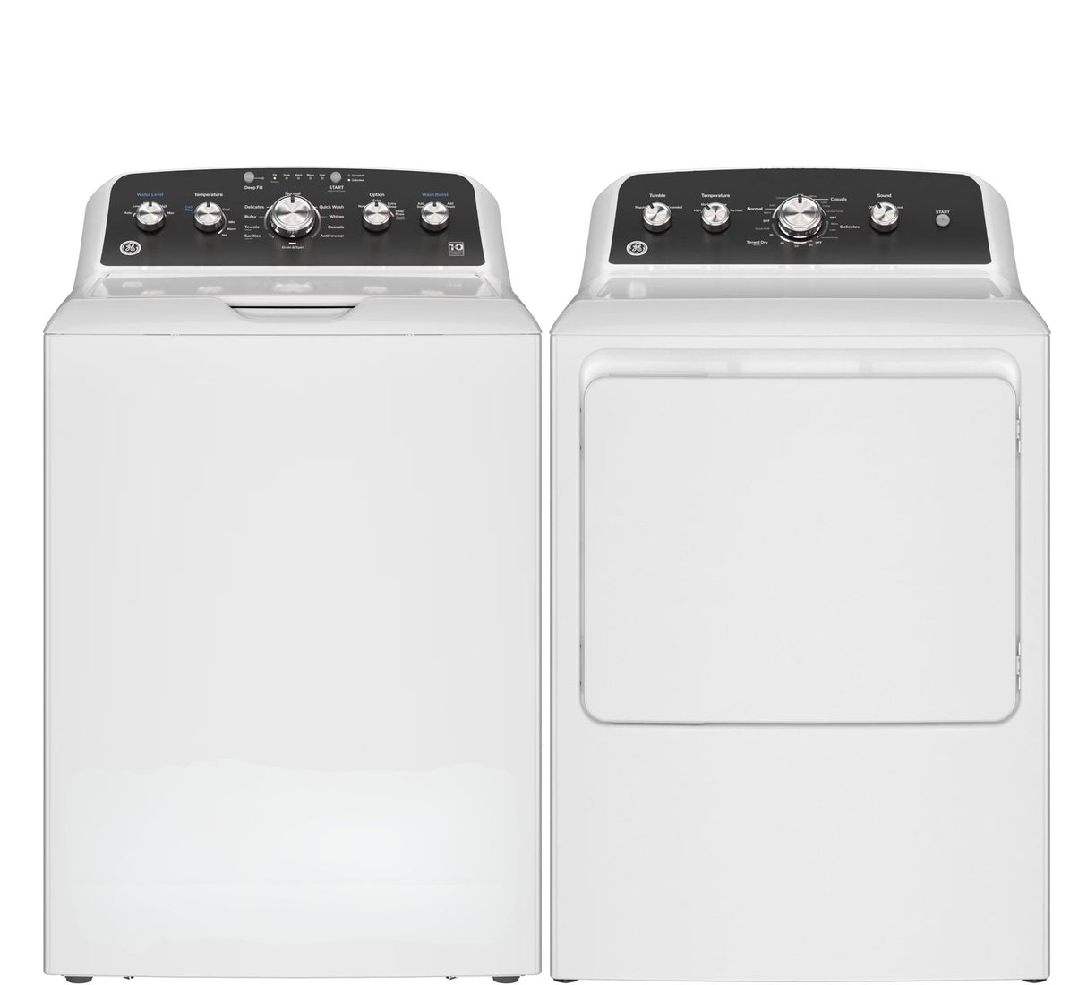 GE Top Load Washer and Electric Dryer Bundle in White