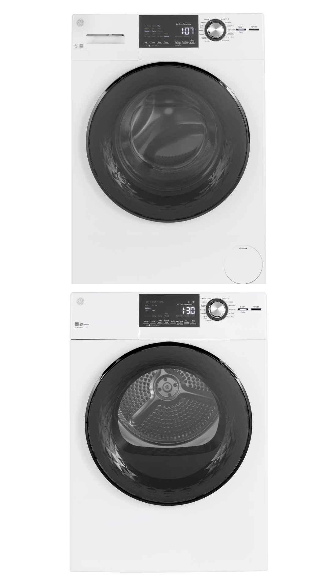 24 Inch Energy Star Front Load Washer, Electric Dryer with Stacking Kit Bundle