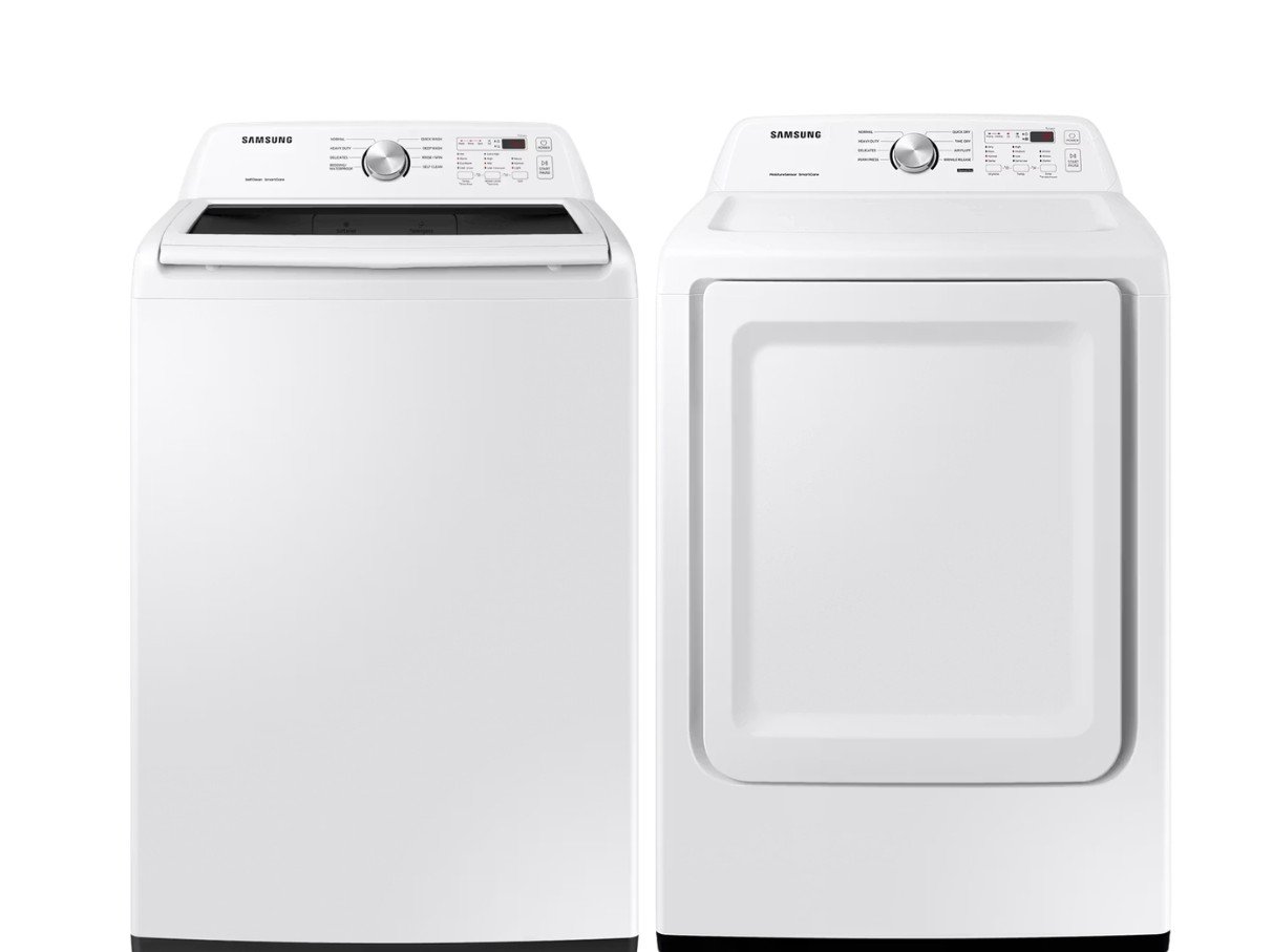Samsung Washer and Electric Dryer Laundry Bundle - White